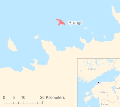 Ligging van het eiland Prangli in Europa