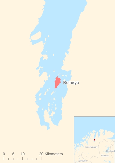 Ligging van het eiland Reinøya in Europa