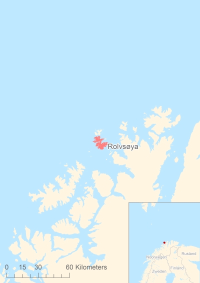 Ligging van het eiland Rolvsøya in Europa