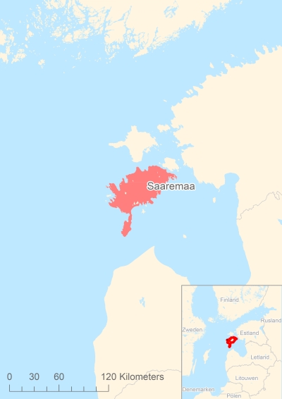 Ligging van het eiland Saaremaa in Europa