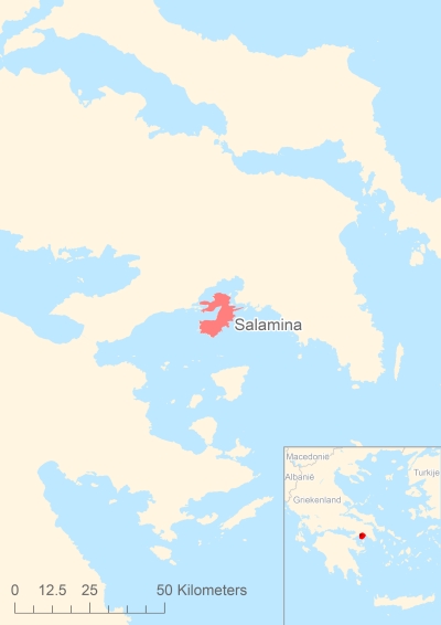 Ligging van het eiland Salamina in Europa