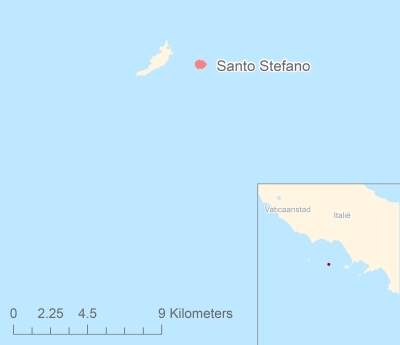 Ligging van het eiland Santo Stefano in Europa