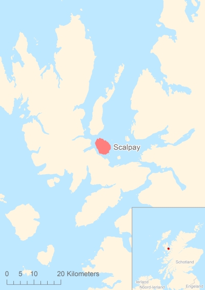 Ligging van het eiland Scalpay in Europa