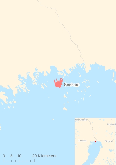 Ligging van het eiland Seskarö in Europa