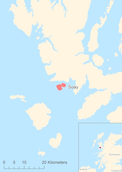 Ligging van het eiland Soay in Europa