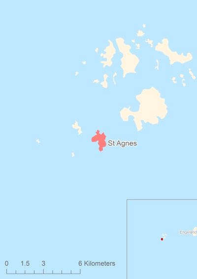 Ligging van het eiland St Agnes in Europa