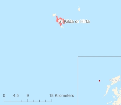 Ligging van het eiland St Kilda or Hirta in Europa