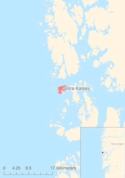Ligging van het eiland Stora Kalsøy in Europa