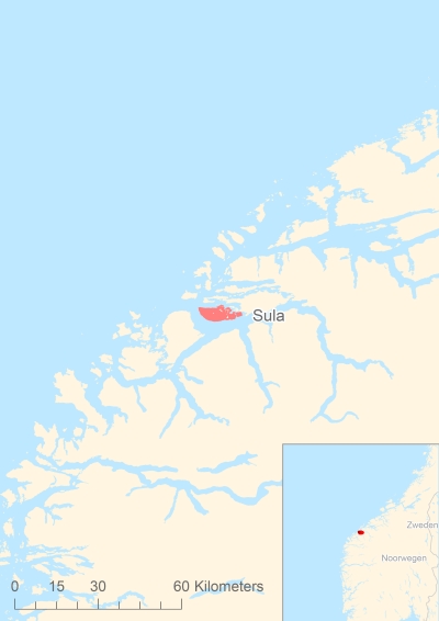 Ligging van het eiland Sula in Europa