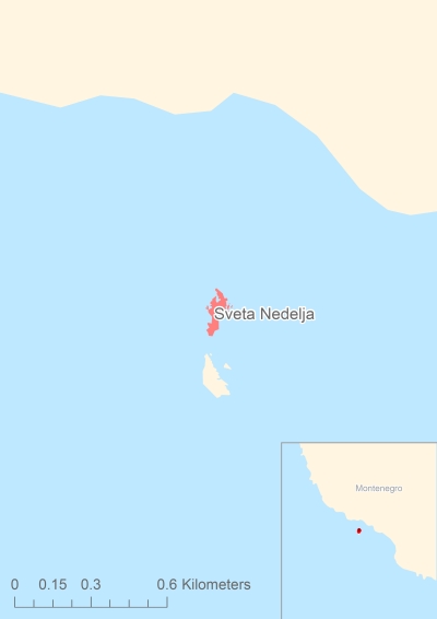 Ligging van het eiland Sveta Neđelja in Europa