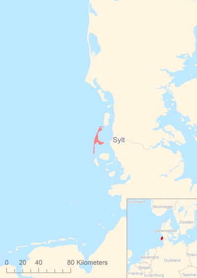 Ligging van het eiland Sylt in Europa
