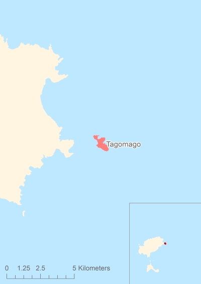 Ligging van het eiland Tagomago in Europa