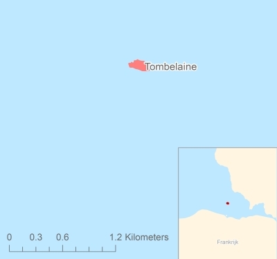 Ligging van het eiland Tombelaine in Europa