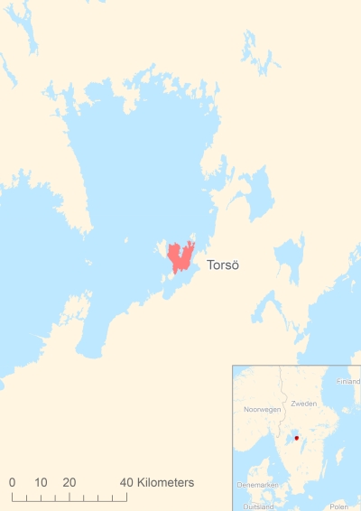 Ligging van het eiland Torsö in Europa