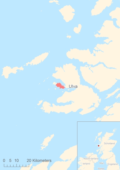 Ligging van het eiland Ulva in Europa