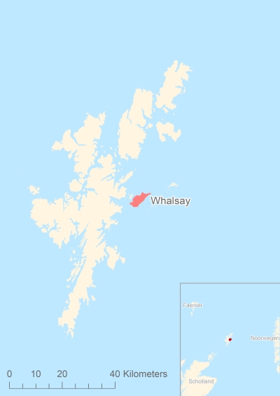 Ligging van het eiland Whalsay in Europa
