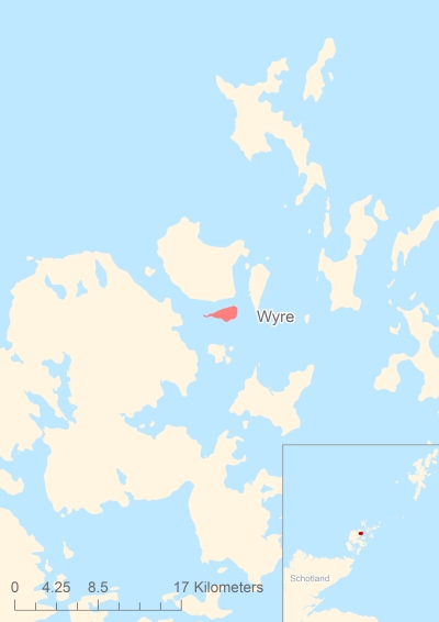 Ligging van het eiland Wyre in Europa