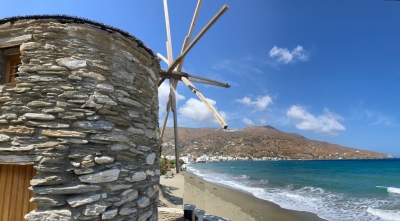 foto andros windmolen kust andros