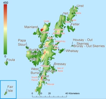 Shetlandeilanden hoogtekaart DTM DEM