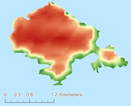 Skomer Island hoogtekaart DTM DEM