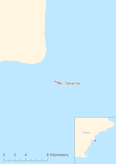 Ligging van het eiland Tabarca in Europa