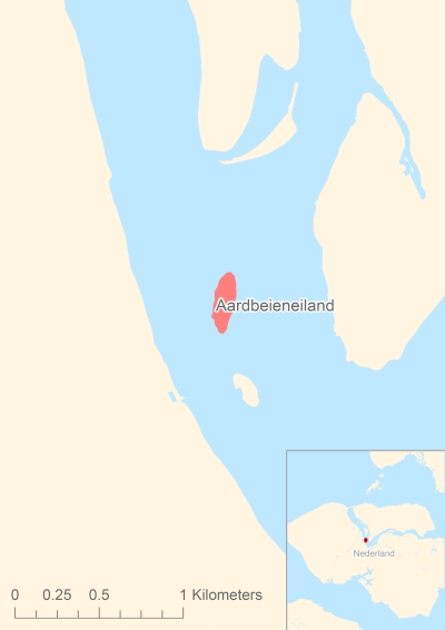 Ligging van het eiland Aardbeieneiland in Europa