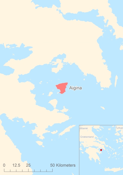 Ligging van het eiland Aigina in Europa