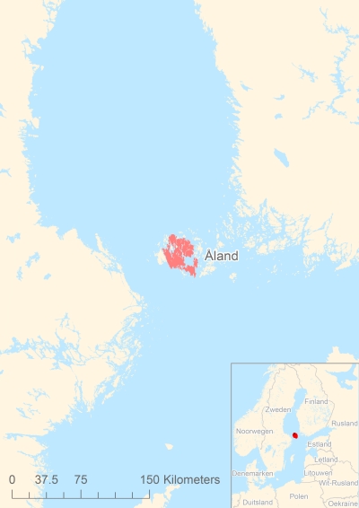 Ligging van het eiland Åland in Europa