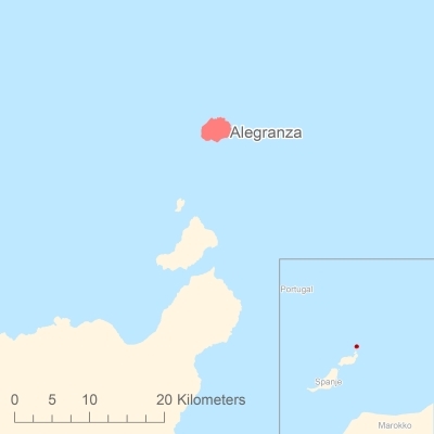 Ligging van het eiland Alegranza in Europa