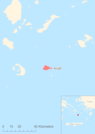 Ligging van het eiland Anafi in Europa