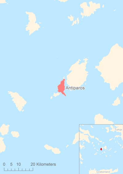Ligging van het eiland Antiparos in Europa