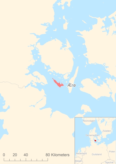 Ligging van het eiland Ærø in Europa