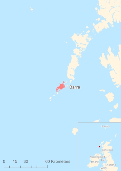 Ligging van het eiland Barra in Europa