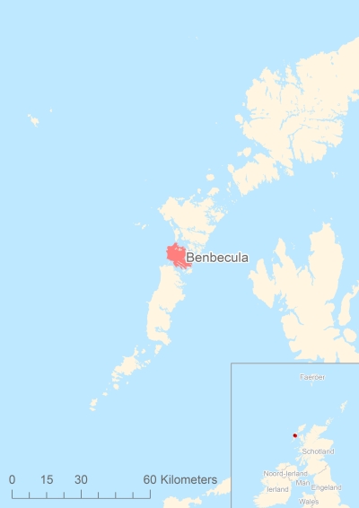 Ligging van het eiland Benbecula in Europa