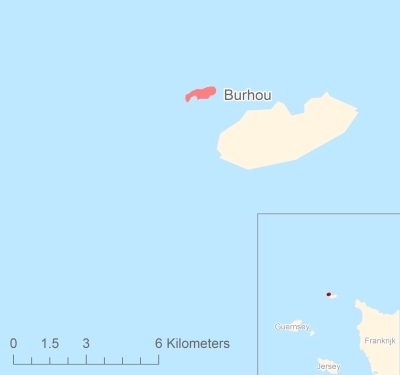 Ligging van het eiland Burhou in Europa