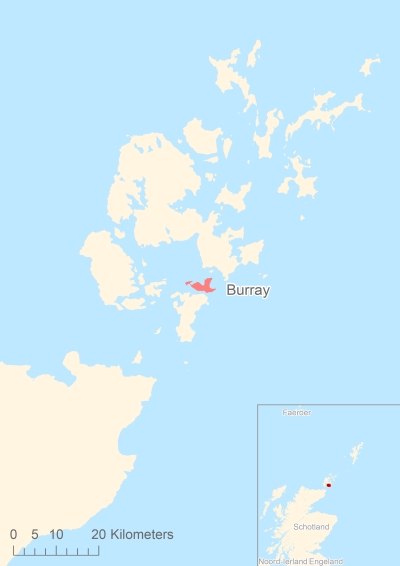 Ligging van het eiland Burray in Europa