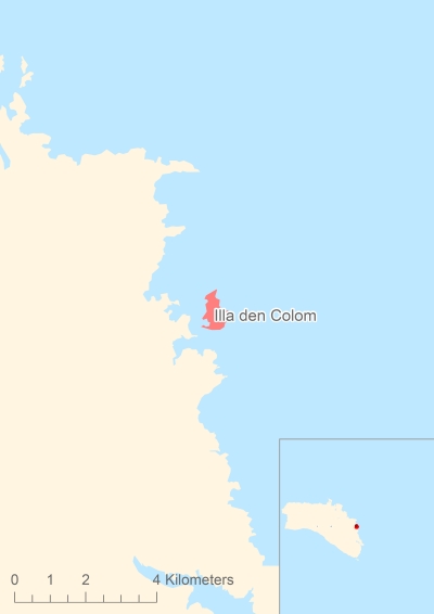 Ligging van het eiland Illa den Colom in Europa