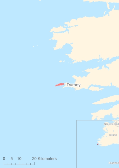 Ligging van het eiland Dursey in Europa
