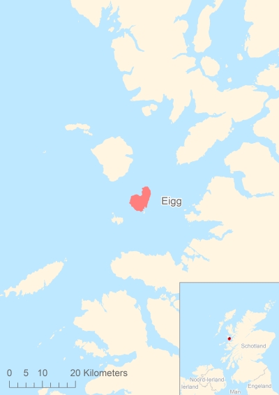 Ligging van het eiland Eigg in Europa