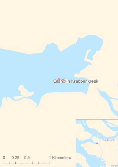 Ligging van het eiland Eiland in Krabbenkreek in Europa