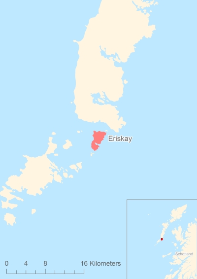 Ligging van het eiland Eriskay in Europa