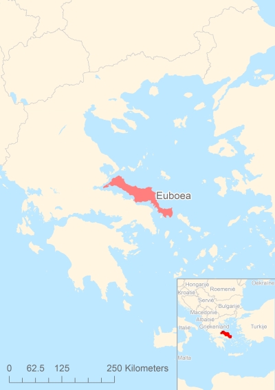 Ligging van het eiland Euboea in Europa