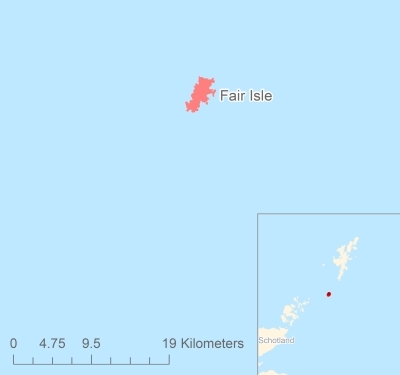 Ligging van het eiland Fair Isle in Europa