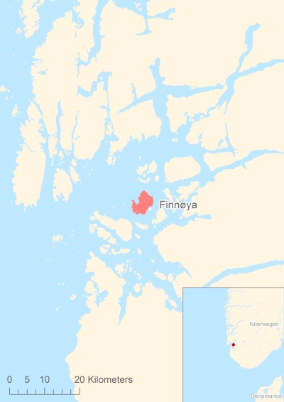 Ligging van het eiland Finnøya in Europa