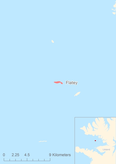 Ligging van het eiland Flatey in Europa