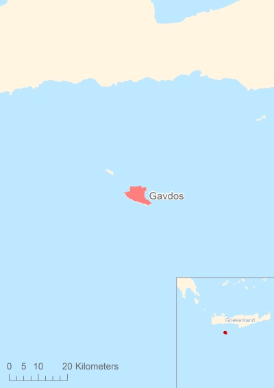 Ligging van het eiland Gavdos in Europa