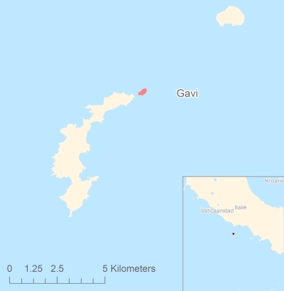 Ligging van het eiland Gavi in Europa