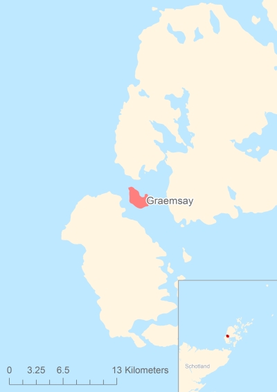 Ligging van het eiland Graemsay in Europa