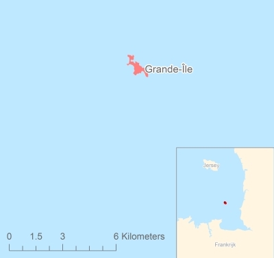 Ligging van het eiland Grande-Île in Europa