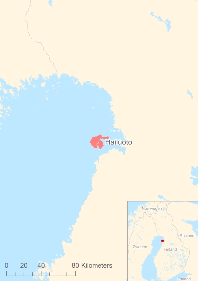 Ligging van het eiland Hailuoto in Europa